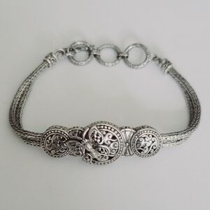 Classic Butterfly-Themed Sterling Silver Pendant Bracelet